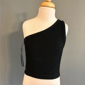 American Eagle Black Ribbed One-Shoulder Crop Top